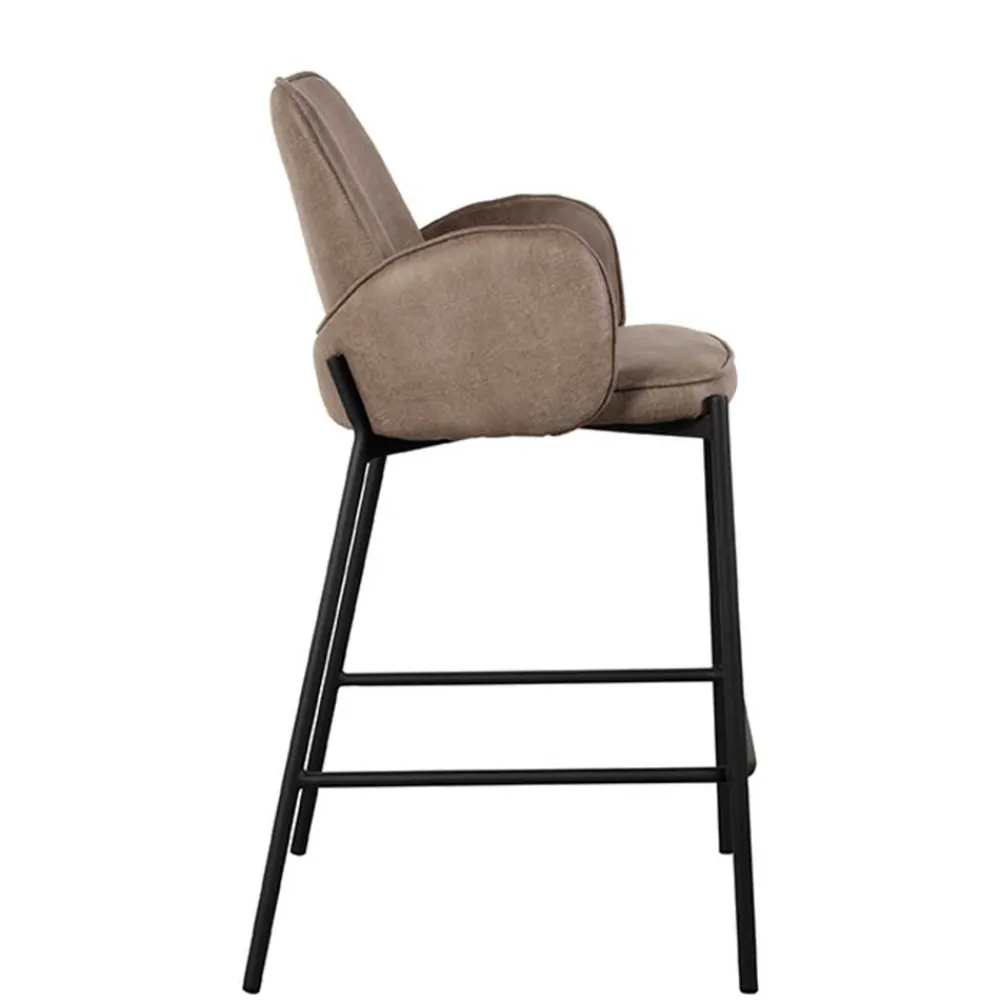 Wohnen Hocker<Barstuhl in Taupe Microfaser - Ziris (2er Set)