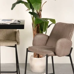 Wohnen Hocker<Barstuhl in Taupe Microfaser - Ziris (2er Set)