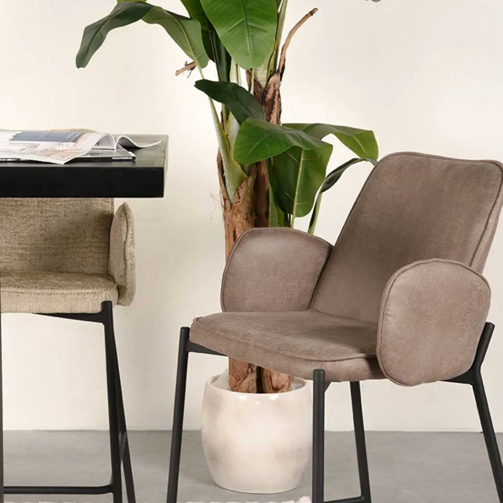 Wohnen Hocker<Barstuhl in Taupe Microfaser - Ziris (2er Set)