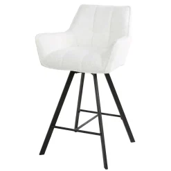 Wohnen Hocker<Barstuhl mit Drehgestell in Creme Boucle - Queen (2er Set)
