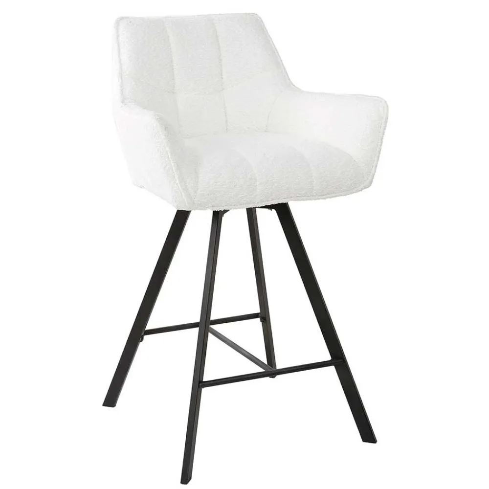 Wohnen Hocker<Barstuhl mit Drehgestell in Creme Boucle - Queen (2er Set)