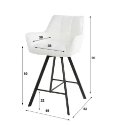 Wohnen Hocker<Barstuhl mit Drehgestell in Creme Boucle - Queen (2er Set)