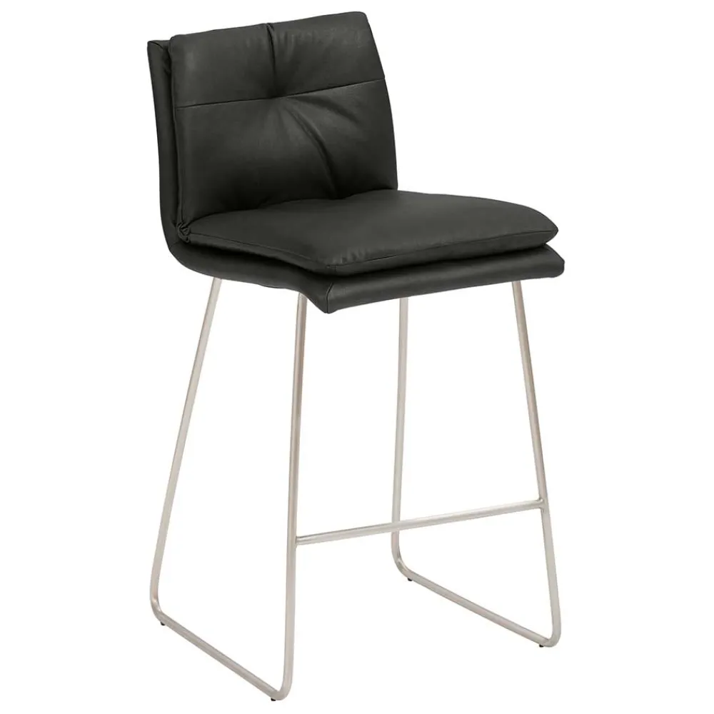 Wohnen Hocker<Barstuhl mit Kufengestell Edelstahl modern - Avila