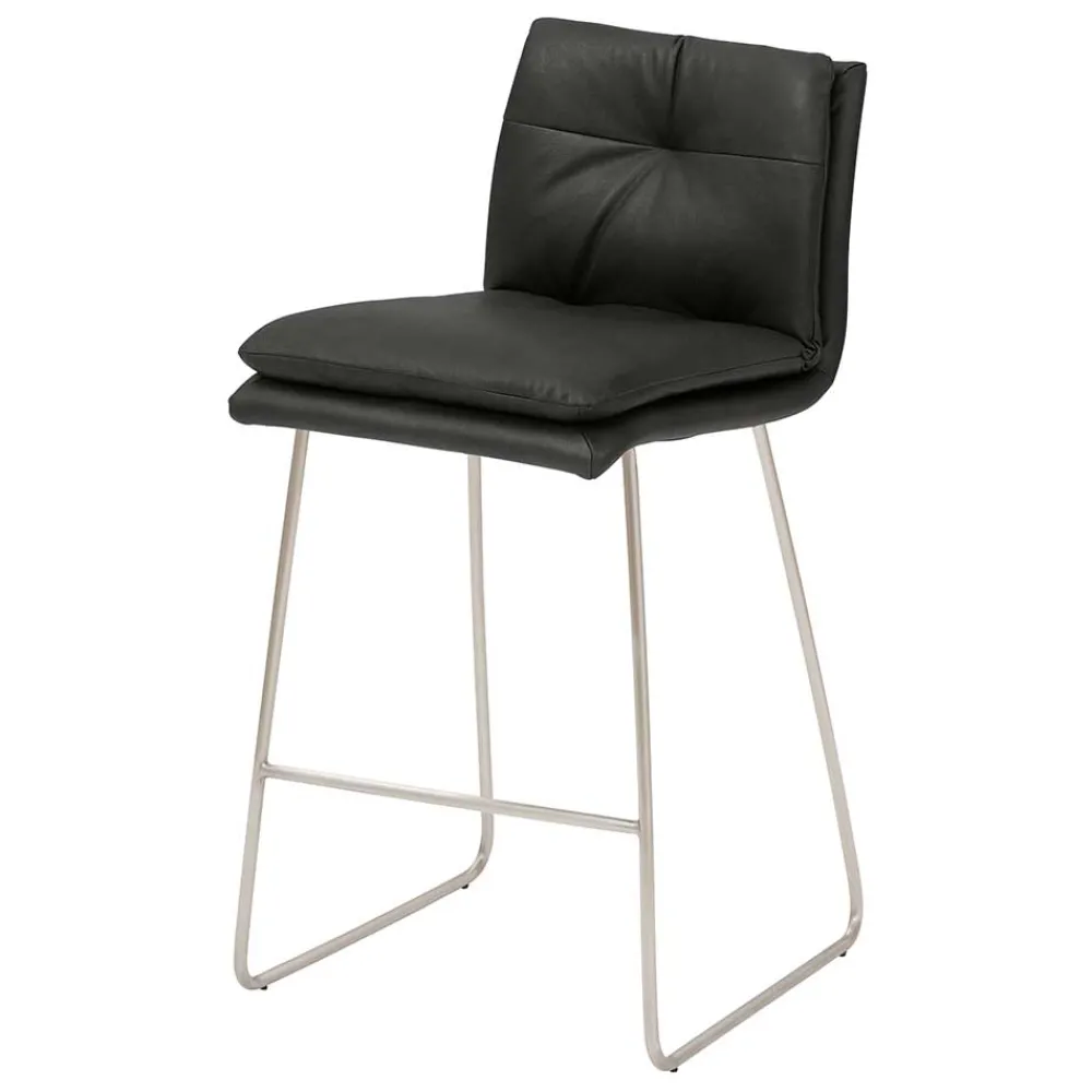 Wohnen Hocker<Barstuhl mit Kufengestell Edelstahl modern - Avila