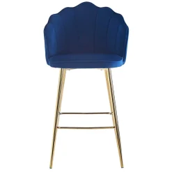 Wohnen Hocker<Barstuhl mit Muschellehne in Dunkelblau - Calingro (2er Set)