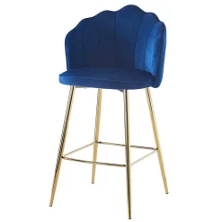 Wohnen Hocker<Barstuhl mit Muschellehne in Dunkelblau - Calingro (2er Set)
