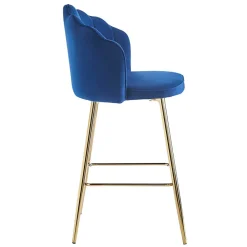 Wohnen Hocker<Barstuhl mit Muschellehne in Dunkelblau - Calingro (2er Set)