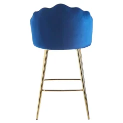 Wohnen Hocker<Barstuhl mit Muschellehne in Dunkelblau - Calingro (2er Set)