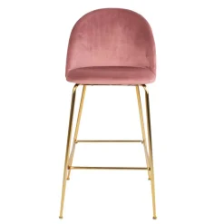 Wohnen Hocker<Bar-Stuhl mit Samt in Rosa - Lipari (2er Set)