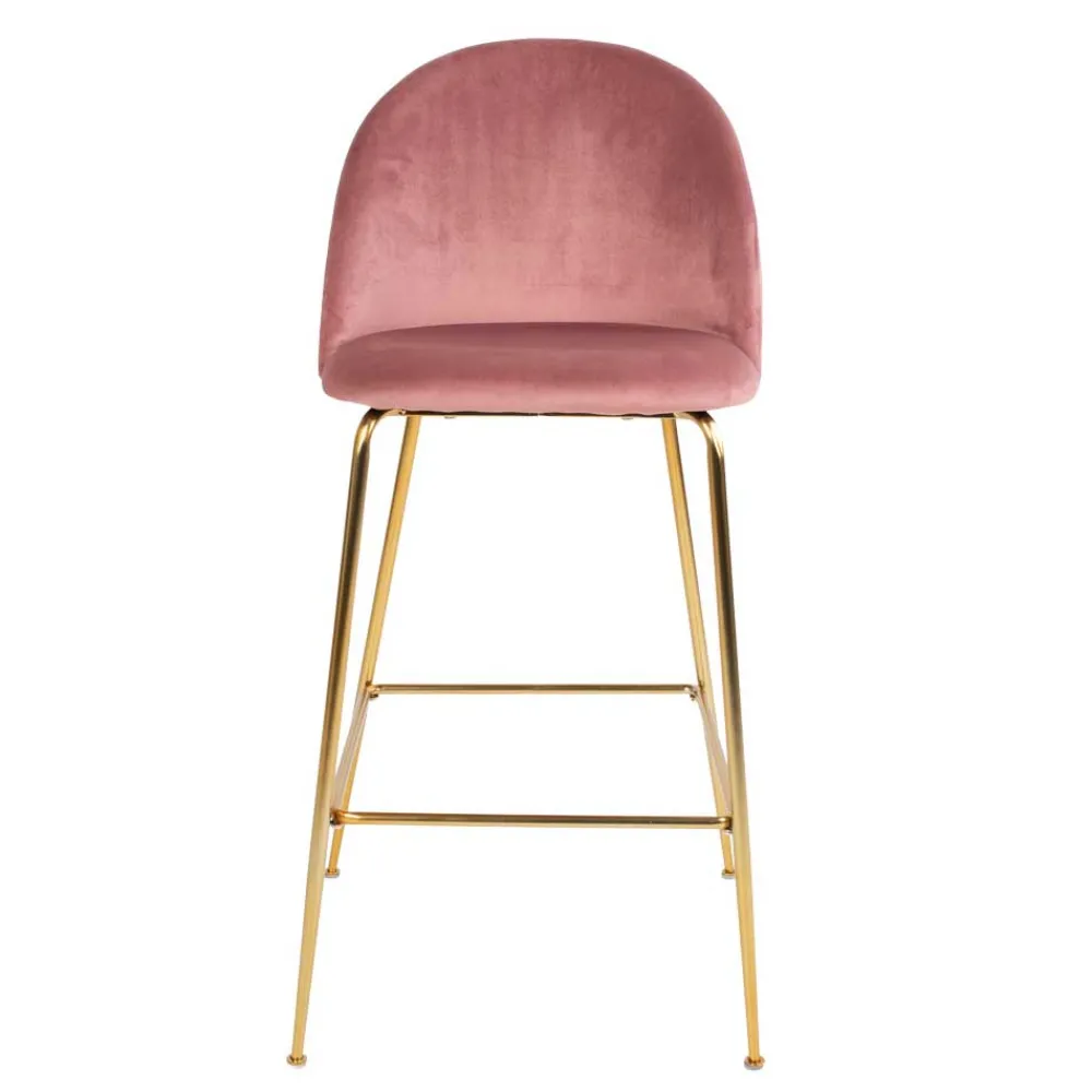 Wohnen Hocker<Bar-Stuhl mit Samt in Rosa - Lipari (2er Set)