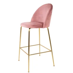Wohnen Hocker<Bar-Stuhl mit Samt in Rosa - Lipari (2er Set)