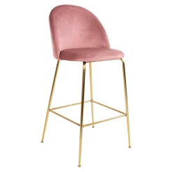 Wohnen Hocker<Bar-Stuhl mit Samt in Rosa - Lipari (2er Set)