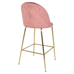 Wohnen Hocker<Bar-Stuhl mit Samt in Rosa - Lipari (2er Set)