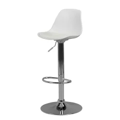 Wohnen Hocker<Barstuhl mit Schalensitz in Weiß & Chrom - Vorgaz