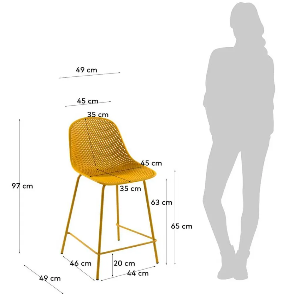 Wohnen Hocker<Barstuhl mit Sitzschale in Gelb - Ziarus (4er Set)