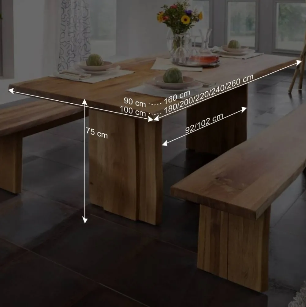Wohnen Tische<Baumesstisch aus Wildeiche Massivholz - Cantinos
