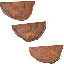 Wohnen Regale<Baumscheiben Wandboards aus Akazie Massivholz - Tofana (dreiteilig)