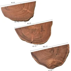 Wohnen Regale<Baumscheiben Wandboards aus Akazie Massivholz - Tofana (dreiteilig)