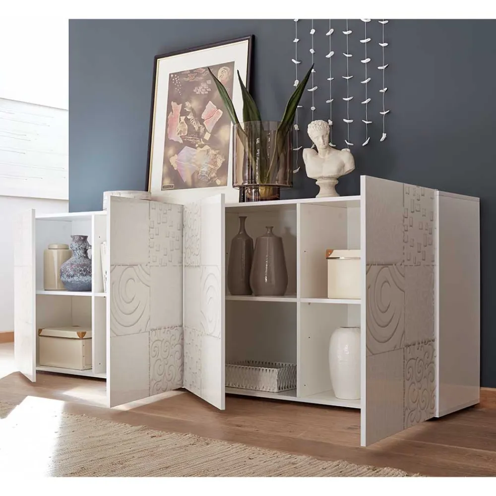 Wohnen Sideboards<Bedrucktes Sideboard in Weiß hochglänzend - Vascaub