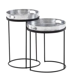 Wohnen Tische<Beistelltische mit Tabletts in Silber - Makimona (zweiteilig)