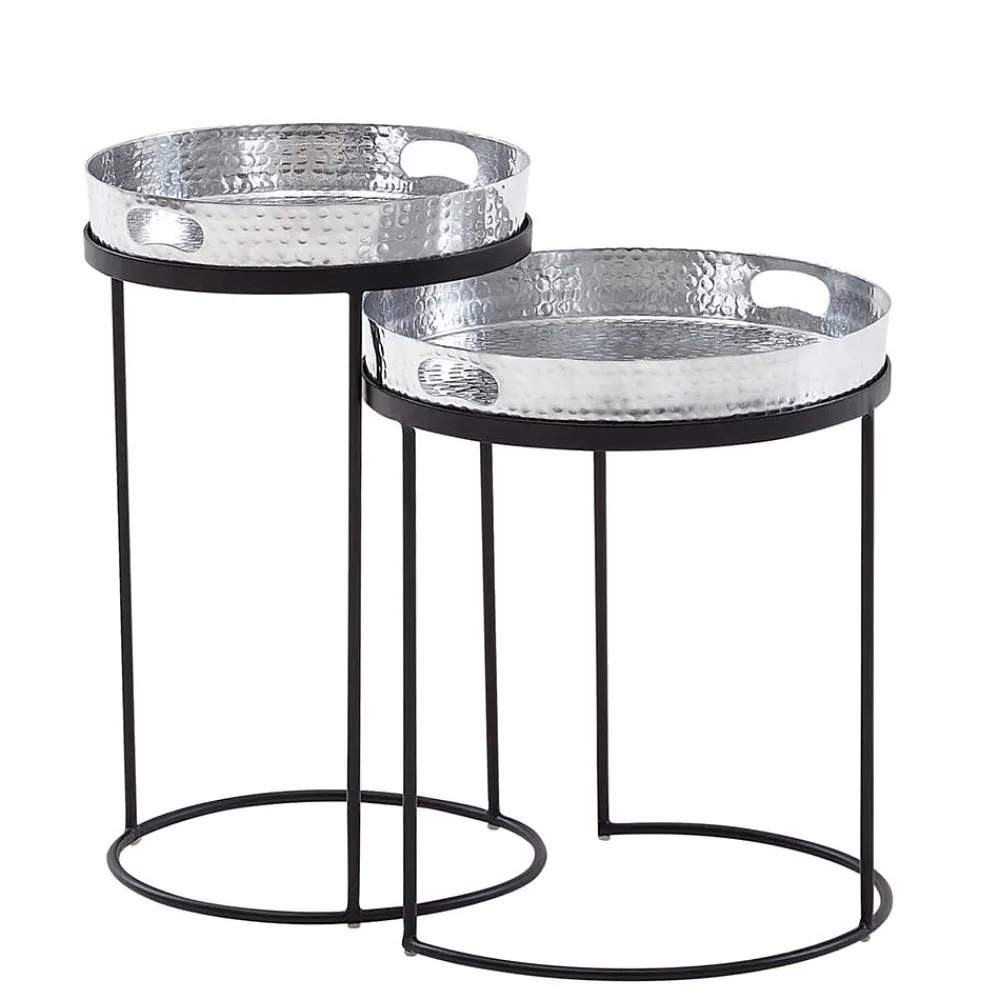 Wohnen Tische<Beistelltische mit Tabletts in Silber - Makimona (zweiteilig)