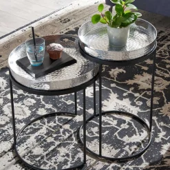 Wohnen Tische<Beistelltische mit Tabletts in Silber - Makimona (zweiteilig)