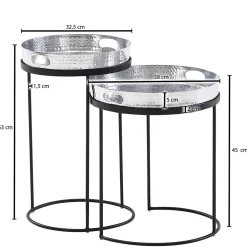 Wohnen Tische<Beistelltische mit Tabletts in Silber - Makimona (zweiteilig)