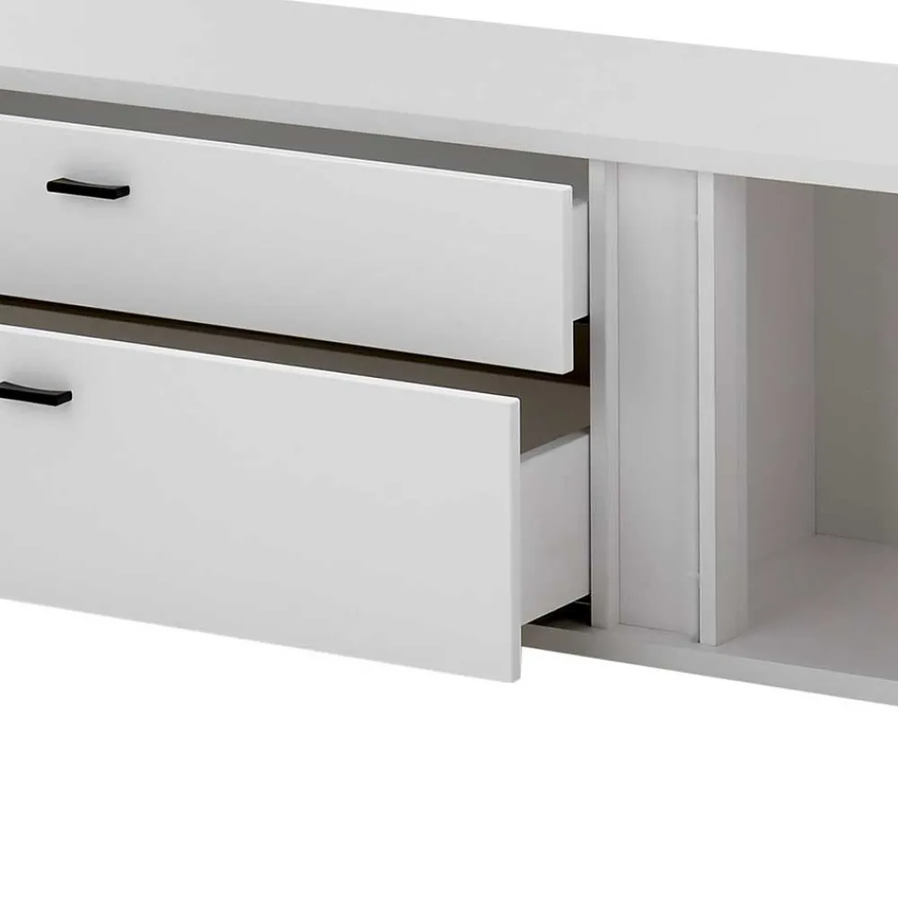 Wohnen Wohnwände<Beleuchtete Design TV Wohnwand in Weiß - Tirol (vierteilig)