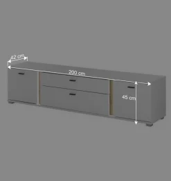 Wohnen Tv & Hifi-Möbel|Lowboards<Beleuchtete TV Kommode mit 200 cm Breite - Racelyn