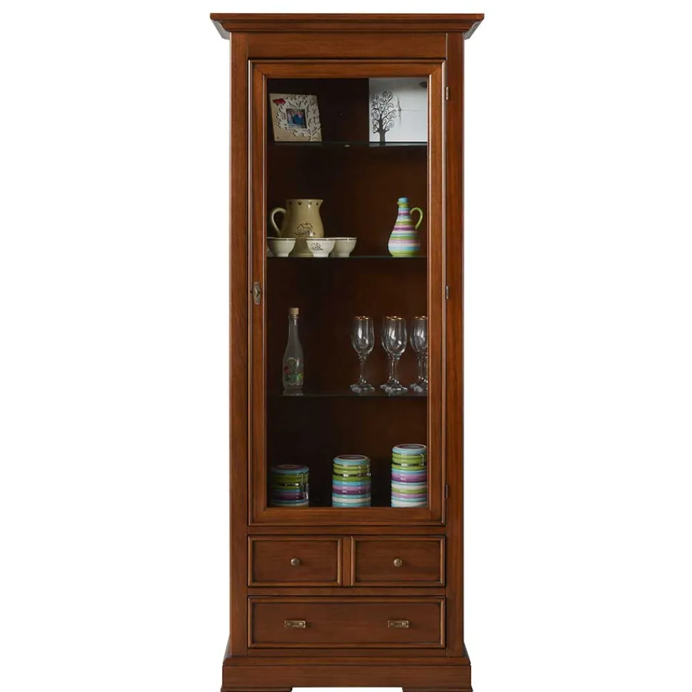 Wohnen Vitrinen<Beleuchtete Vitrine in Walnuss Braun - Istefanio
