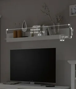 Wohnen Wohnwände<Beleuchtete Wohnwand Chelles im weißem Landhausstil (vierteilig)
