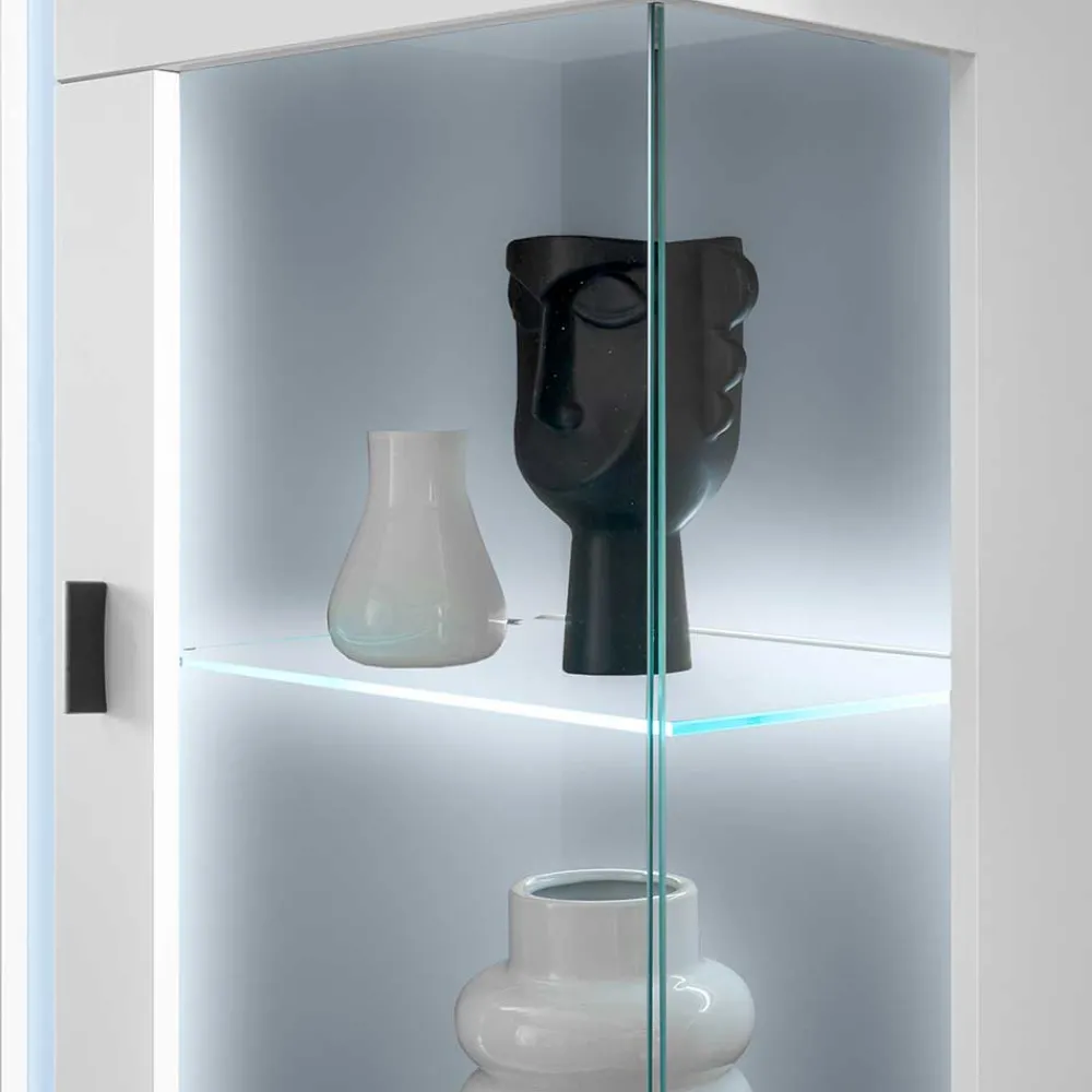 Wohnen Highboards|Vitrinen<Beleuchteter Vitrinenschrank 125 cm hoch - Tirol