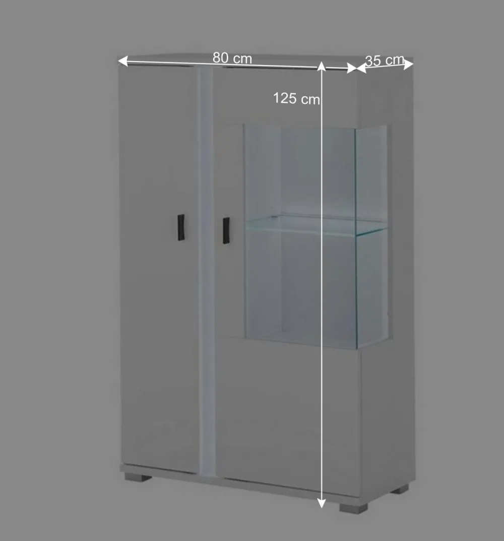 Wohnen Highboards|Vitrinen<Beleuchteter Vitrinenschrank 125 cm hoch - Tirol