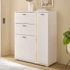 Wohnen Highboards<Beleuchtetes Sideboard in Weiß mit Wildeiche - Racelyn