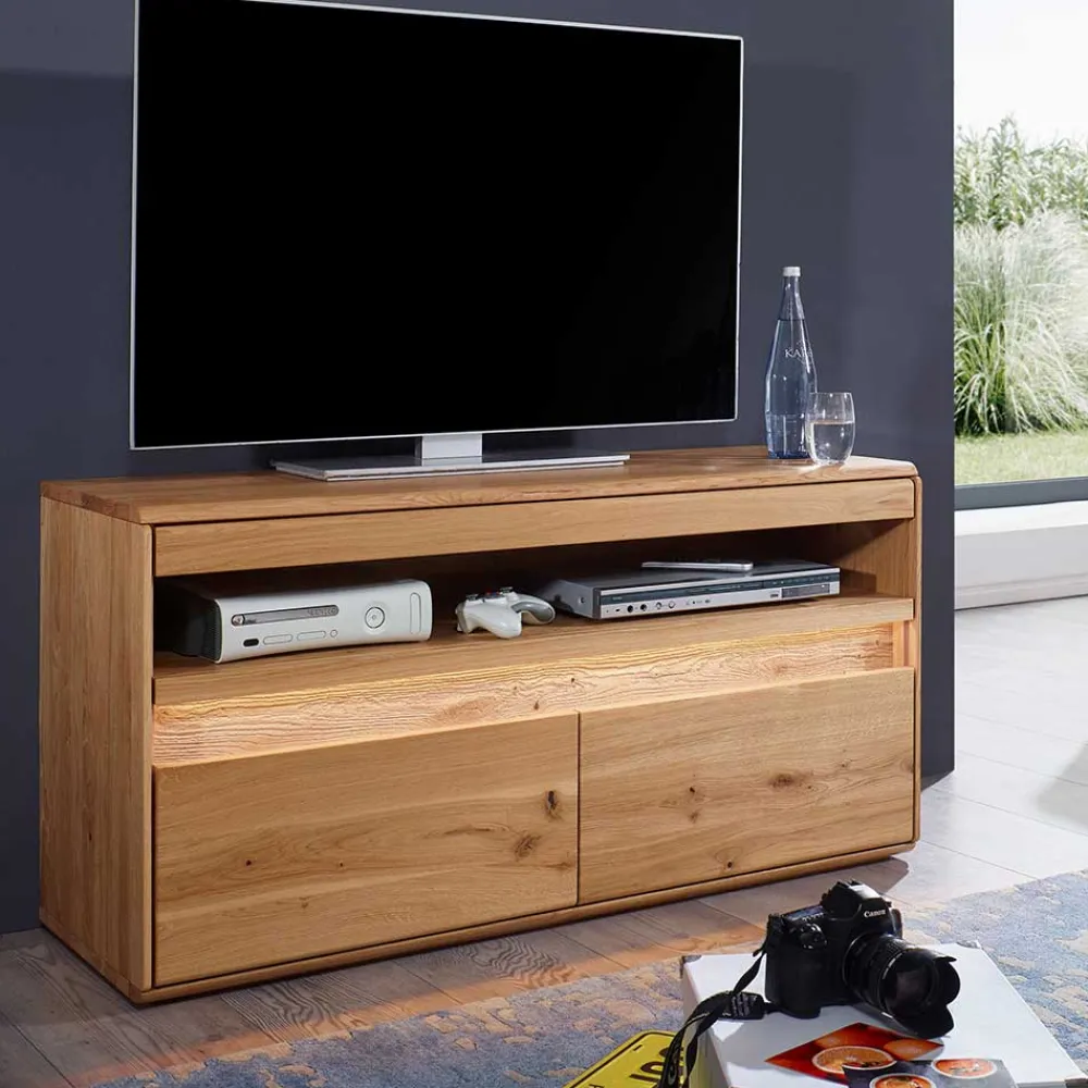 Wohnen Tv & Hifi-Möbel|Lowboards<Beleuchtetes TV Element aus massiver Wildeiche - Acmida