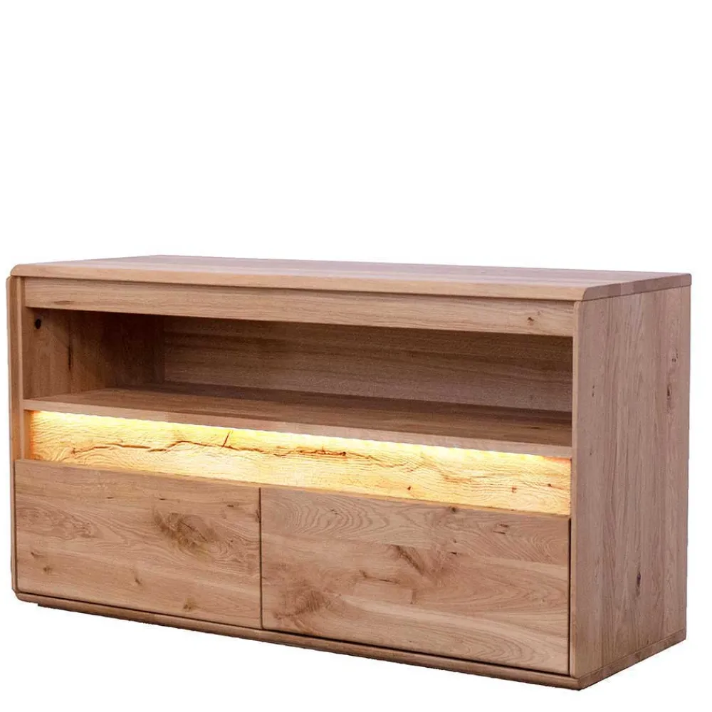 Wohnen Tv & Hifi-Möbel|Lowboards<Beleuchtetes TV Element aus massiver Wildeiche - Acmida