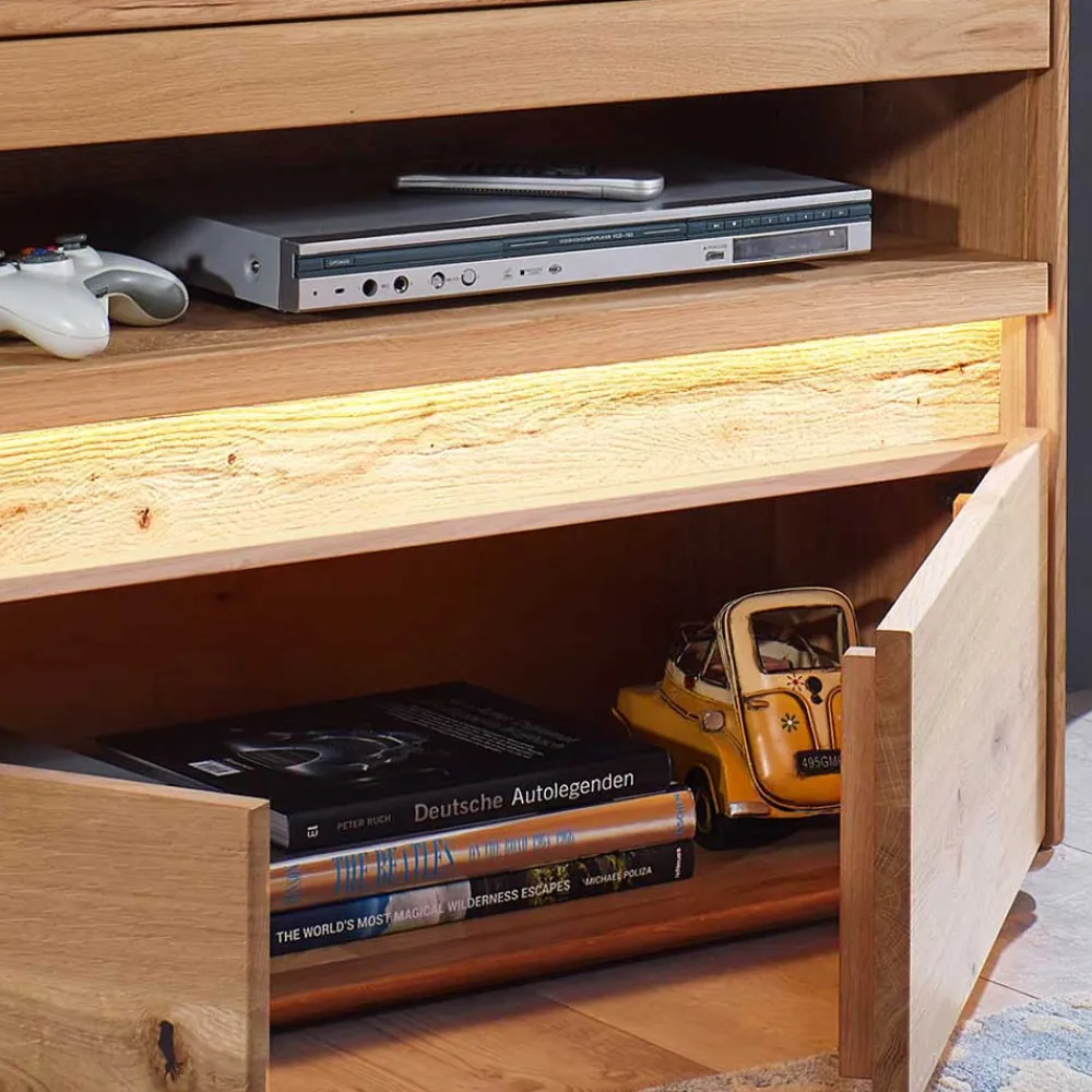 Wohnen Tv & Hifi-Möbel|Lowboards<Beleuchtetes TV Element aus massiver Wildeiche - Acmida