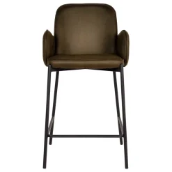 Wohnen Hocker<Bequemer Barstuhl in Oliv Grün Microfaser - Gesehia (2er Set)