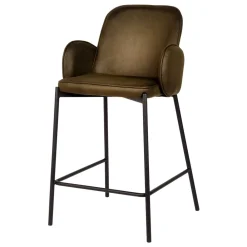 Wohnen Hocker<Bequemer Barstuhl in Oliv Grün Microfaser - Gesehia (2er Set)