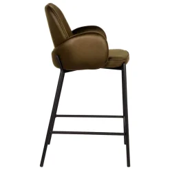 Wohnen Hocker<Bequemer Barstuhl in Oliv Grün Microfaser - Gesehia (2er Set)