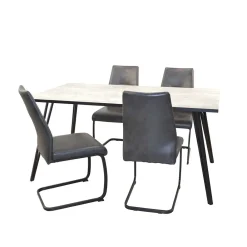 Wohnen Sitzgruppe<Beton Optik Tisch & Schwingstühle - Grenados (fünfteilig)