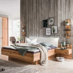 Wohnen Betten<Bett Anlage aus Kernbuche - Krofun (dreiteilig)
