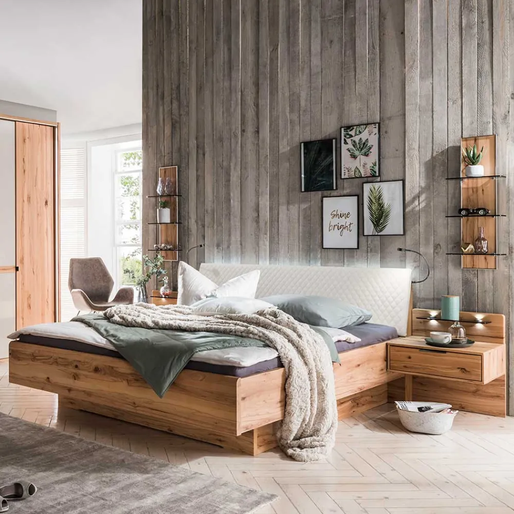 Wohnen Betten<Bett Anlage aus Kernbuche - Krofun (dreiteilig)