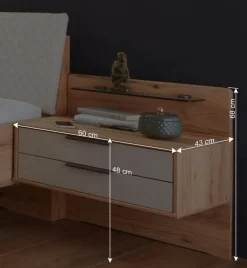 Wohnen Betten<Bett Anlage in Kernbuche & Beige - Krofun I (dreiteilig)