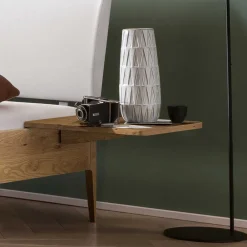 Wohnen Betten<Bett aus Wildeiche Holz & Kunstleder - Vinessia
