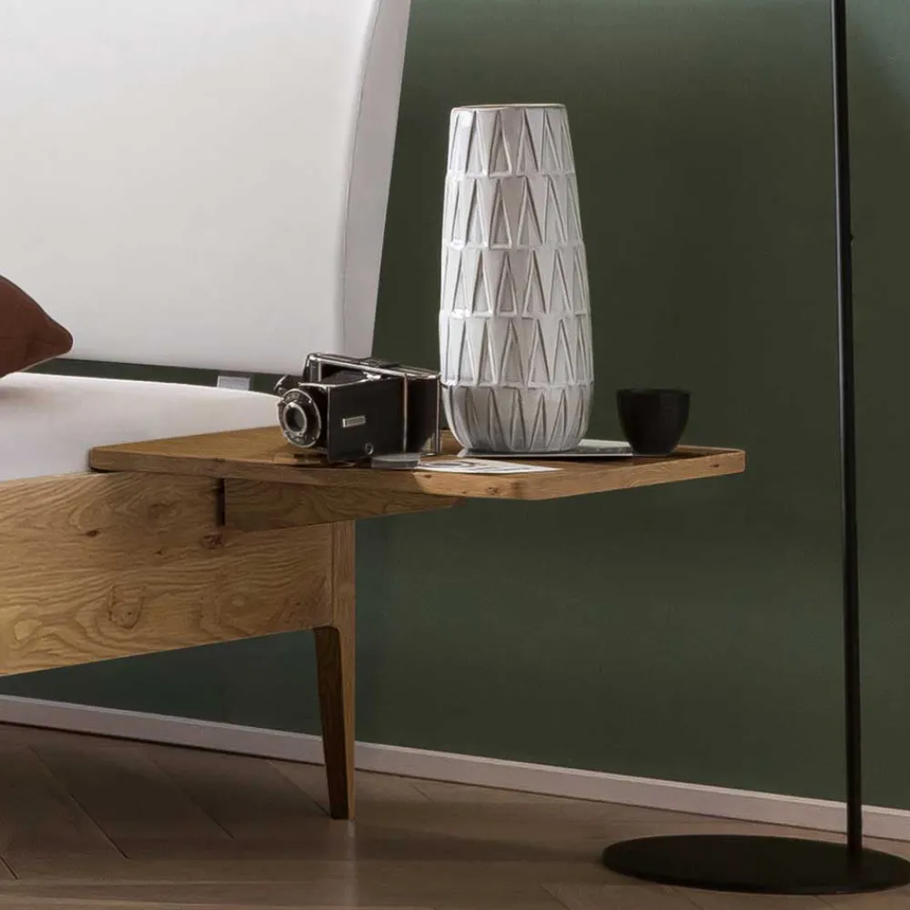 Wohnen Betten<Bett aus Wildeiche Holz & Kunstleder - Vinessia