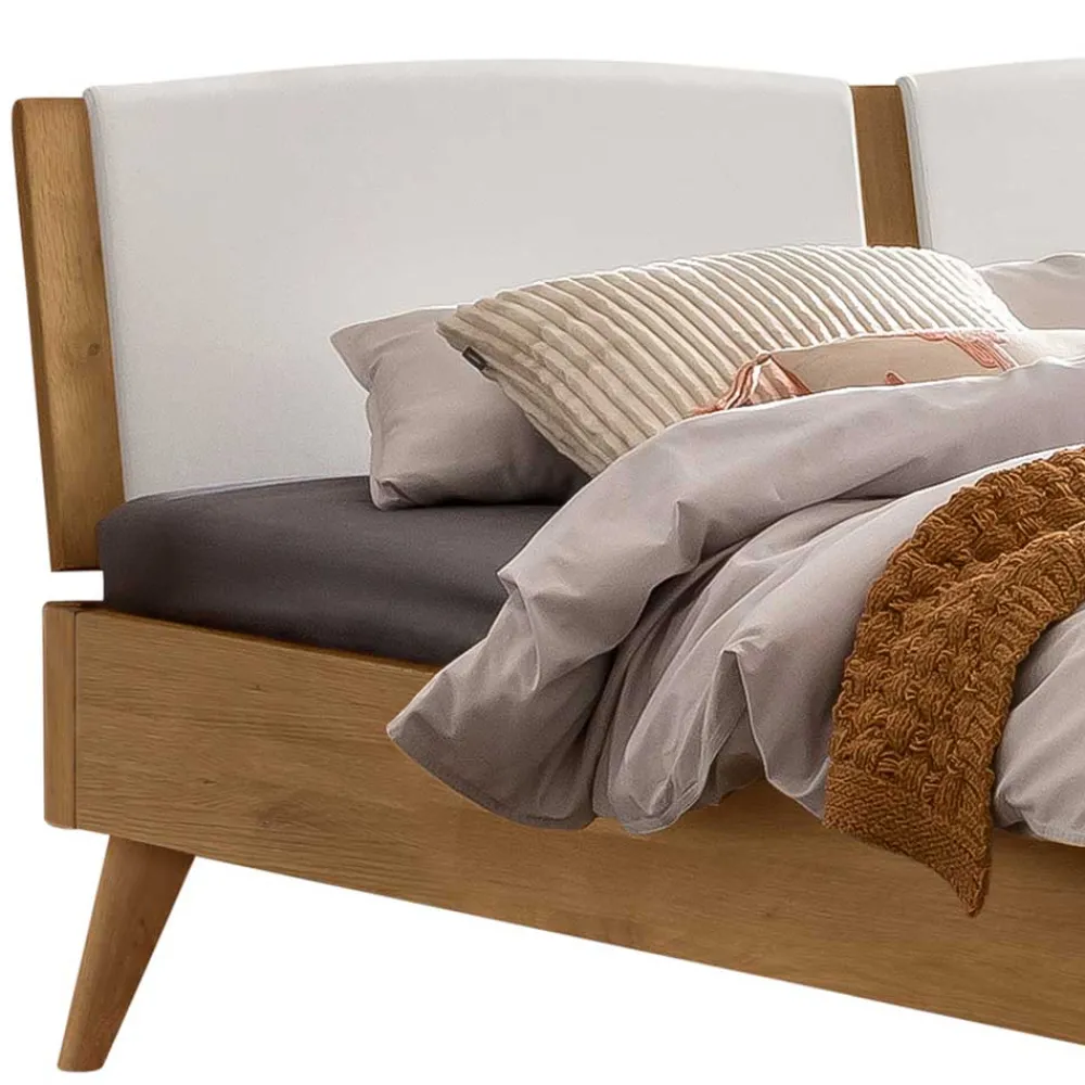 Wohnen Betten<Bett aus Wildeiche mit Kunstleder - Cubus