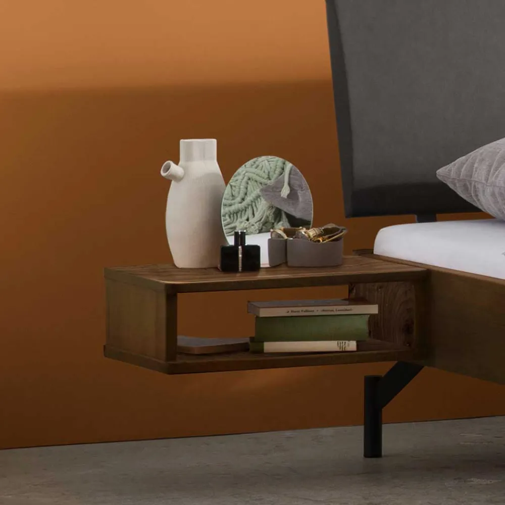 Wohnen Betten<Bett in Nussbaum Braun & Anthrazit - Ayero (dreiteilig)