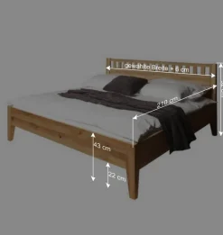 Wohnen Betten<Bett Masdamos aus Wildeiche Massivholz