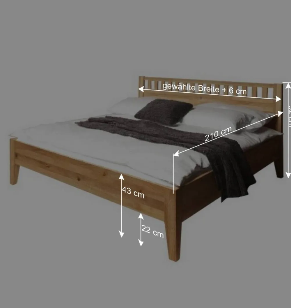 Wohnen Betten<Bett Masdamos aus Wildeiche Massivholz